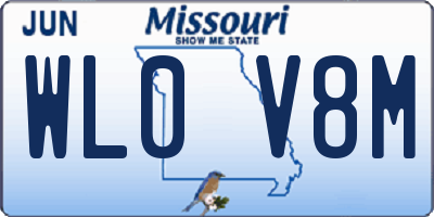 MO license plate WL0V8M