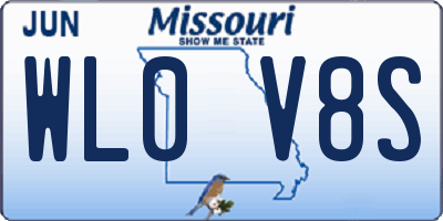 MO license plate WL0V8S