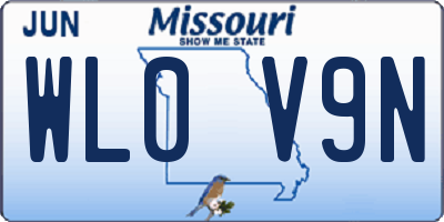 MO license plate WL0V9N