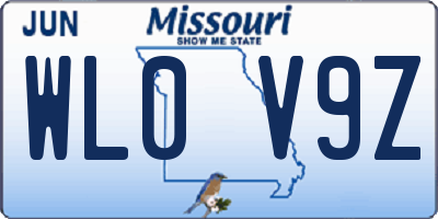 MO license plate WL0V9Z