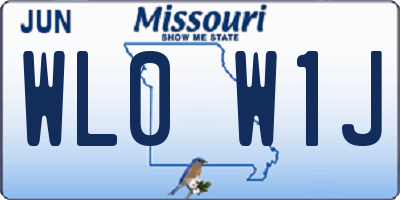 MO license plate WL0W1J