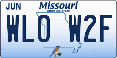 MO license plate WL0W2F