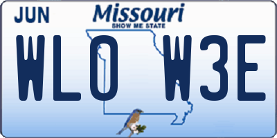 MO license plate WL0W3E