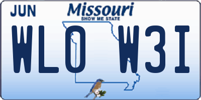 MO license plate WL0W3I