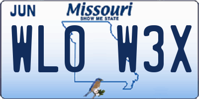 MO license plate WL0W3X