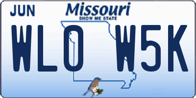 MO license plate WL0W5K
