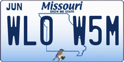 MO license plate WL0W5M