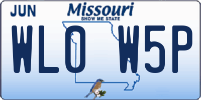 MO license plate WL0W5P