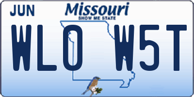 MO license plate WL0W5T