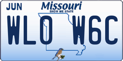 MO license plate WL0W6C