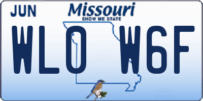 MO license plate WL0W6F