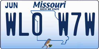 MO license plate WL0W7W