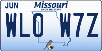 MO license plate WL0W7Z