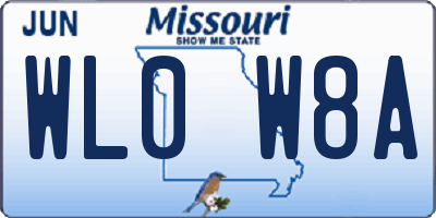 MO license plate WL0W8A