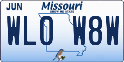 MO license plate WL0W8W