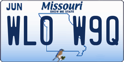 MO license plate WL0W9Q
