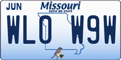 MO license plate WL0W9W