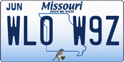 MO license plate WL0W9Z