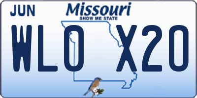 MO license plate WL0X2O