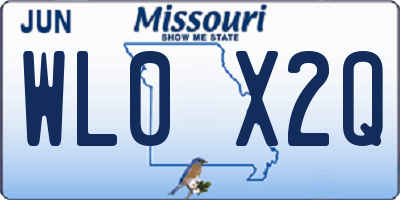 MO license plate WL0X2Q