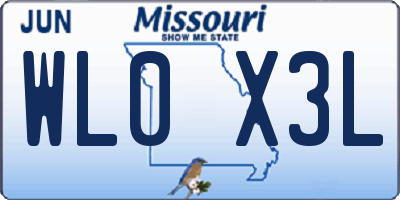 MO license plate WL0X3L