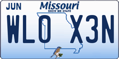 MO license plate WL0X3N