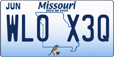 MO license plate WL0X3Q