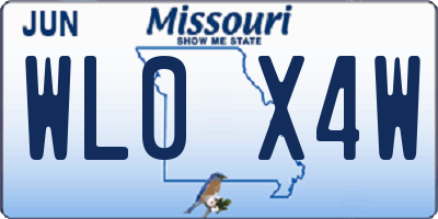 MO license plate WL0X4W