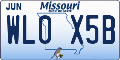 MO license plate WL0X5B
