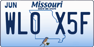 MO license plate WL0X5F