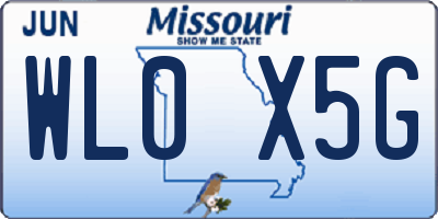 MO license plate WL0X5G