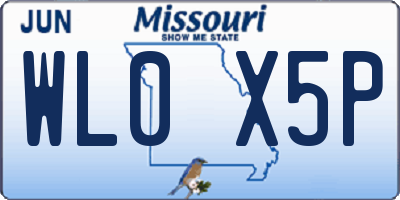 MO license plate WL0X5P