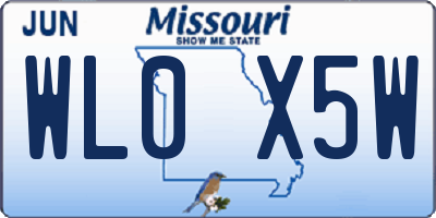 MO license plate WL0X5W