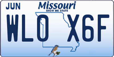 MO license plate WL0X6F