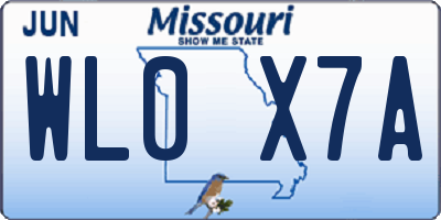MO license plate WL0X7A