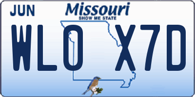 MO license plate WL0X7D