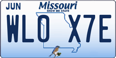 MO license plate WL0X7E