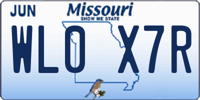 MO license plate WL0X7R