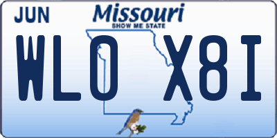 MO license plate WL0X8I