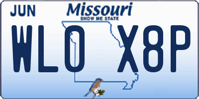 MO license plate WL0X8P