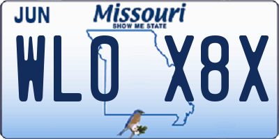 MO license plate WL0X8X