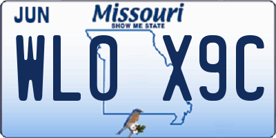 MO license plate WL0X9C