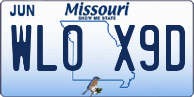 MO license plate WL0X9D