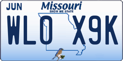 MO license plate WL0X9K
