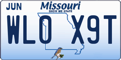 MO license plate WL0X9T