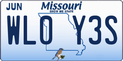 MO license plate WL0Y3S