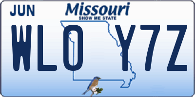 MO license plate WL0Y7Z