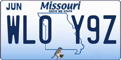MO license plate WL0Y9Z