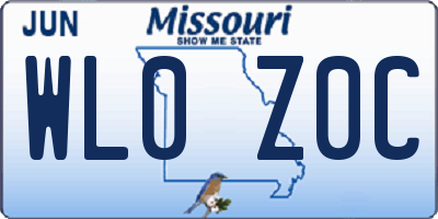 MO license plate WL0Z0C