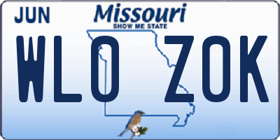 MO license plate WL0Z0K